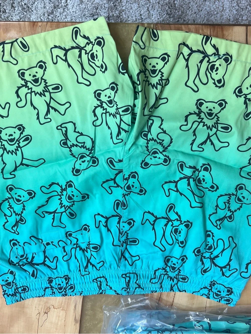 Grateful Dead Turquoise and Black Dancing Bear Swim Shorts
